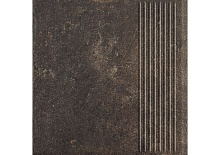 Scandiano Brown ступень с насечками плоская противоскользящая, коричневая 300x300x11 мм Paradyz
